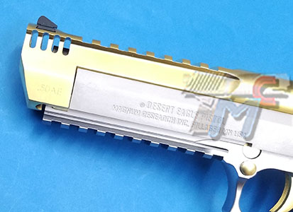 Cyber Gun(WE) Full Metal Desert Eagle L6 .50AE Gas Blow Back Pistol (Gold & Silver) - Click Image to Close